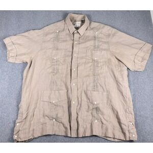 Ramon Puig Guayabera Men 3XL Linen Cuban Miami Short Sleeve Shirt Camisa